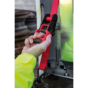 Sealey TD41248JD Ratchet Straps Polyester Webbing with J-Hooks 32mm x 4.9m 1200kg Breaking Strength - 2 - additional view 3