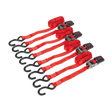Sealey TD484SD Ratchet Strap Polyester Webbing with S-Hooks 25mm x 4m 800kg Breaking Strength - 2 Pairs