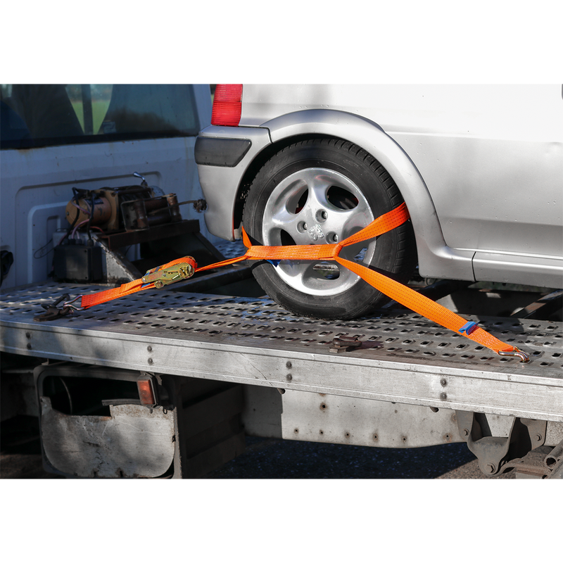 Sealey TDRWA Alloy Wheel Car Transporter Ratchet Strap 50mm x 3m 5000kg Breaking Strength - additional view 2