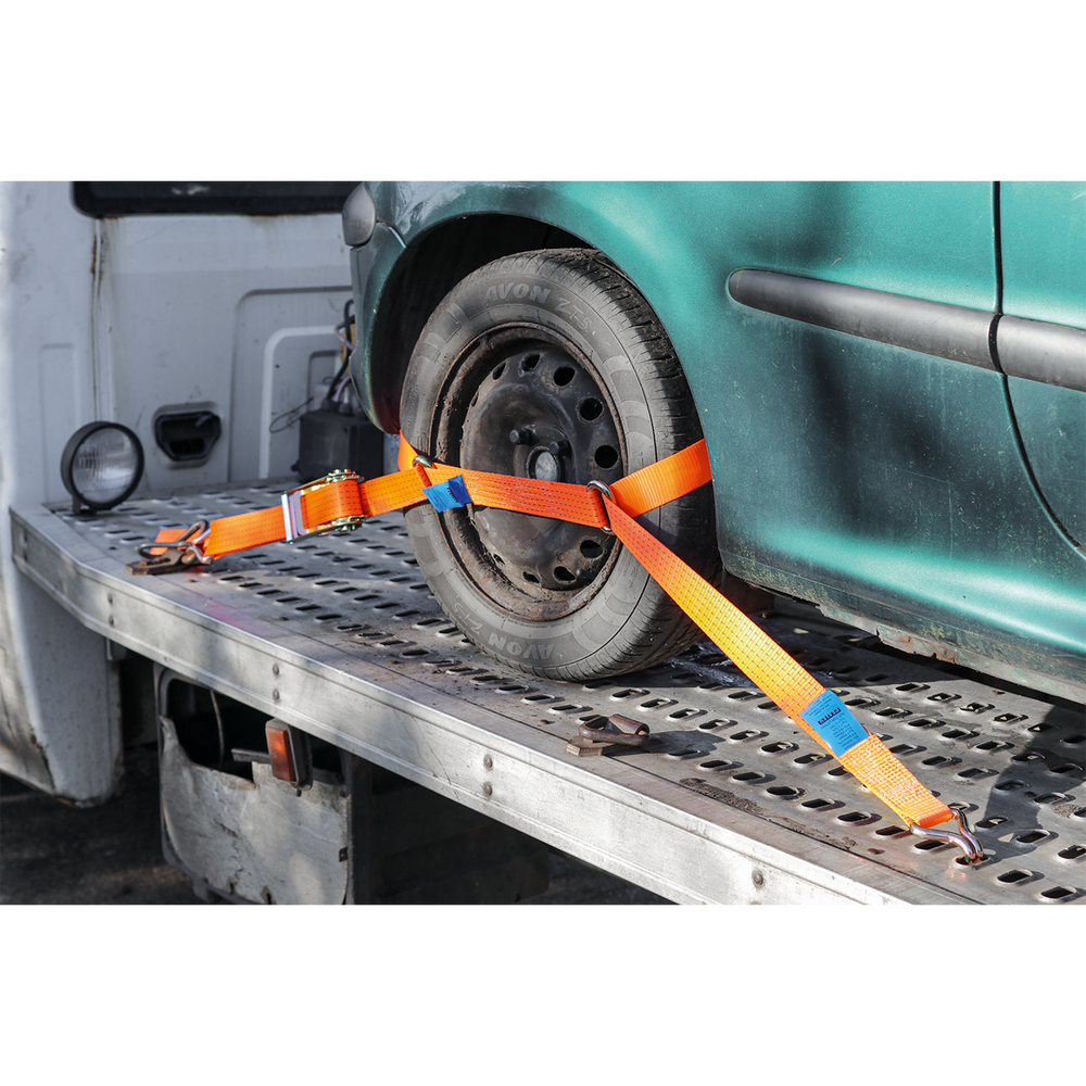 Sealey TDRWS Steel Wheel Car Transporter Ratchet Strap 50mm x 3m 4500kg Breaking Strength - additional view 2
