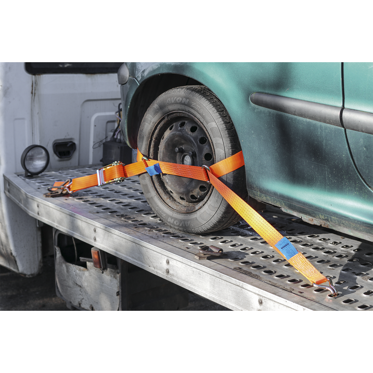 Sealey TDRWS Steel Wheel Car Transporter Ratchet Strap 50mm x 3m 4500kg Breaking Strength - additional view 2
