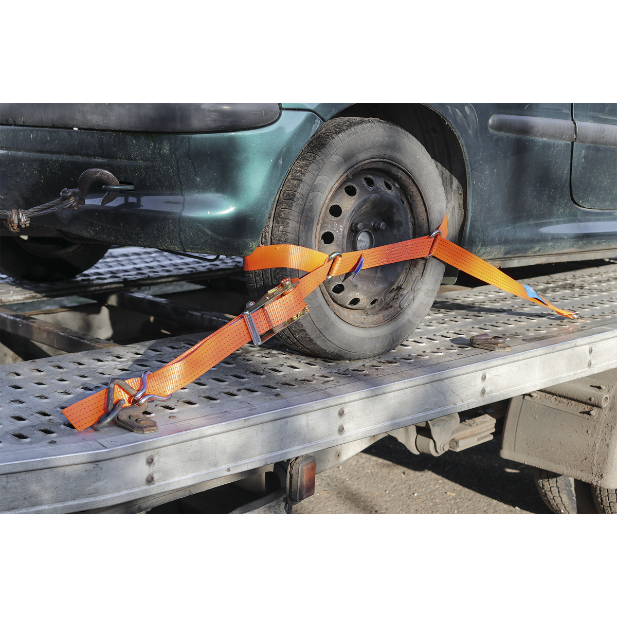 Sealey TDRWS Steel Wheel Car Transporter Ratchet Strap 50mm x 3m 4500kg Breaking Strength - additional view 3