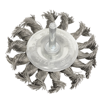 Sealey TKFBS75 75mm Twist Knot Flat Wire Wheel with 6mm Shaft