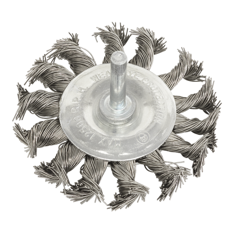 Sealey TKFBS75 75mm Twist Knot Flat Wire Wheel with 6mm Shaft