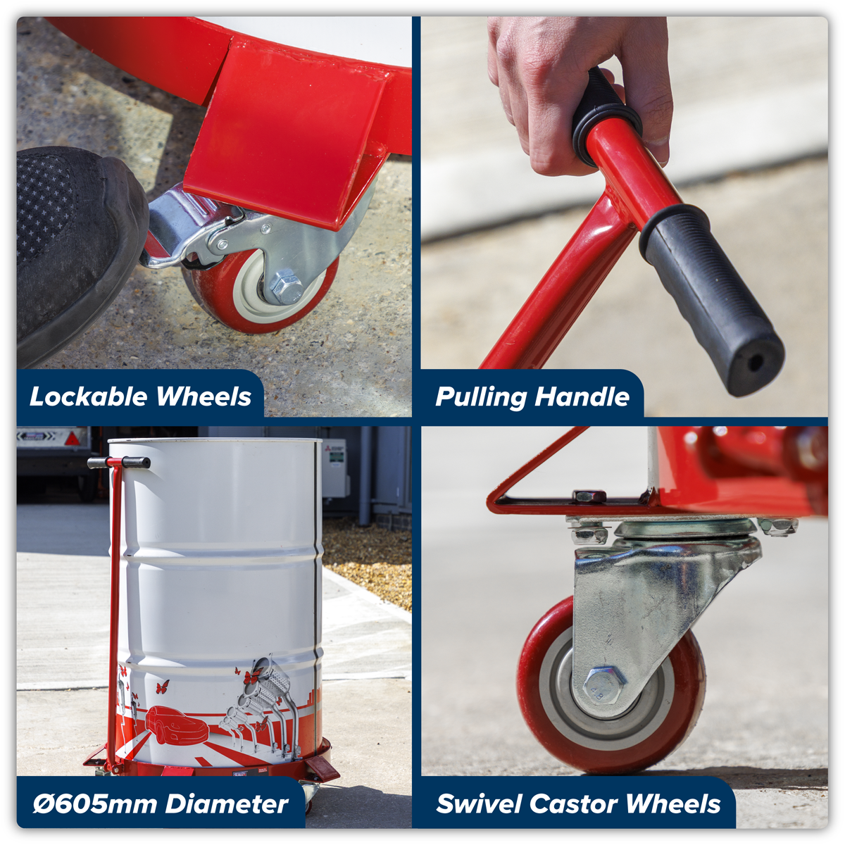 Sealey TP205H Drum Dolly with Handle 205L - additional view 8