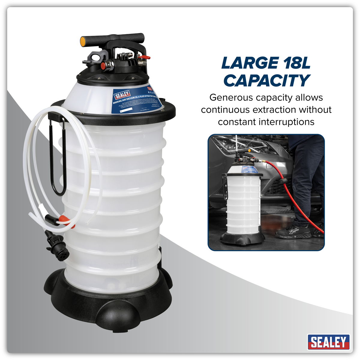 Sealey TP6909 Manual/Air Vacuum Oil & Fluid Extractor Pump 18L - additional view 6