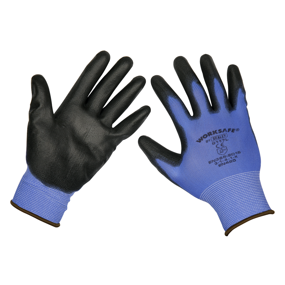 Sealey TSP117L/6 Worksafe® Lightweight Precision Grip Gloves, Large - Pack of 6 Pairs