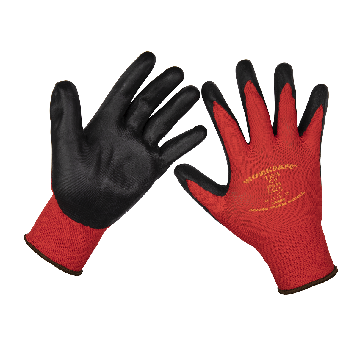 Sealey TSP125L/6 Worksafe® Nitrile Foam Gloves, Large - Pack of 6 Pairs