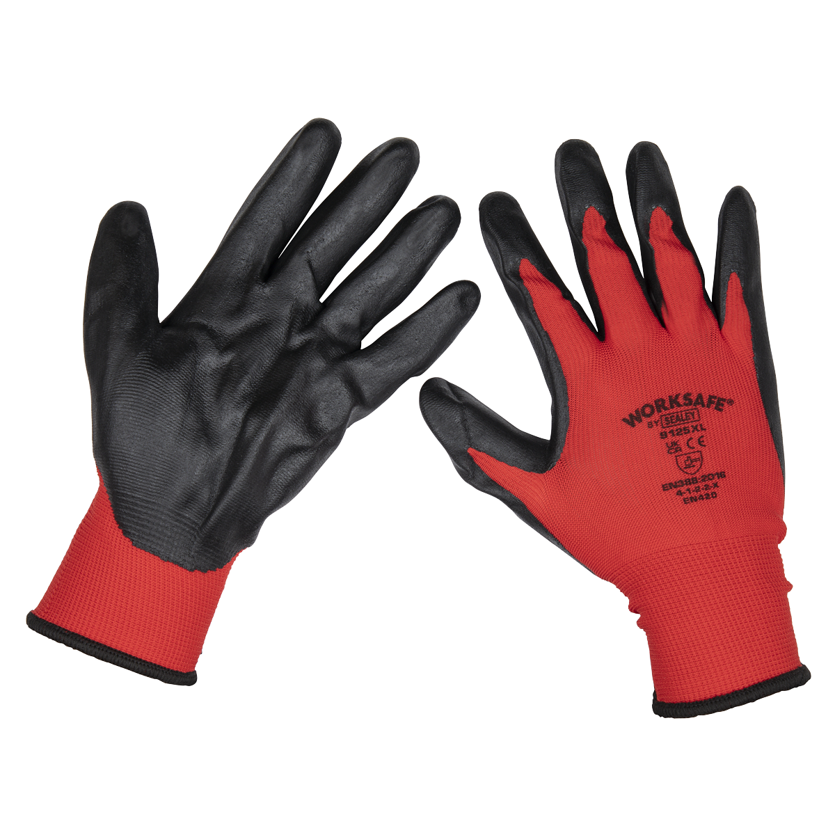 Sealey TSP125XL/6 Worksafe® Nitrile Palm Gloves, X-Large - Pack of 6 Pairs