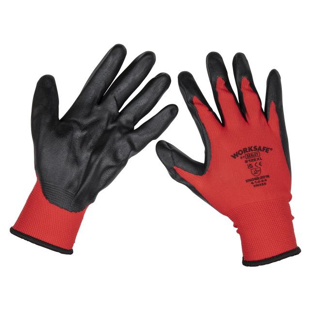 Sealey TSP125XL/6 Worksafe® Nitrile Palm Gloves, X-Large - Pack of 6 Pairs