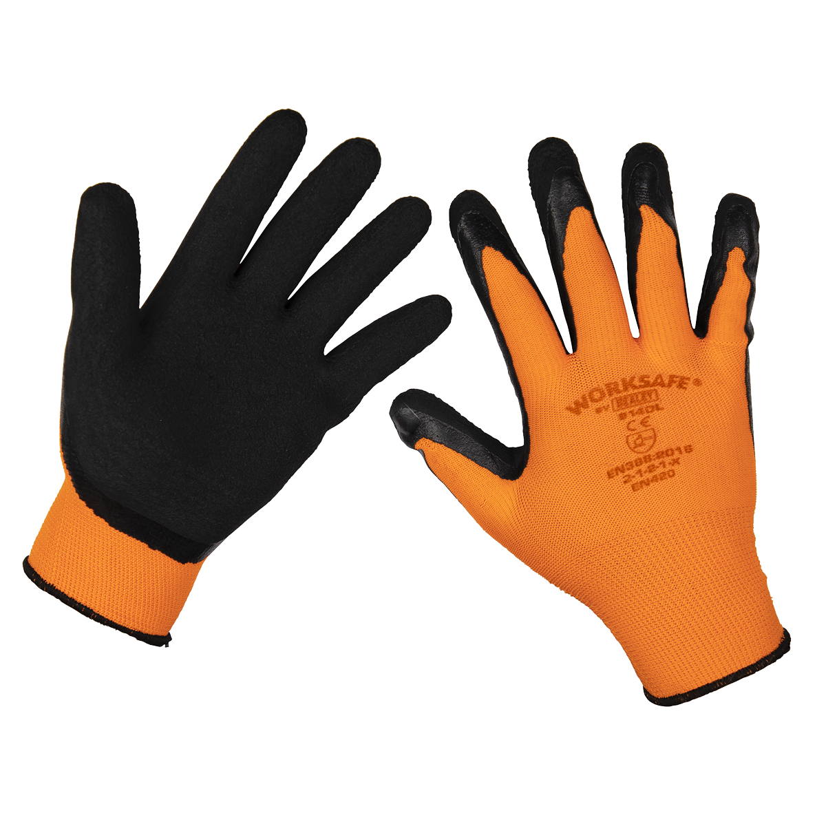 Sealey TSP140L/6 Worksafe® Foam Latex Grippa Gloves, Large - Pack of 6 Pairs