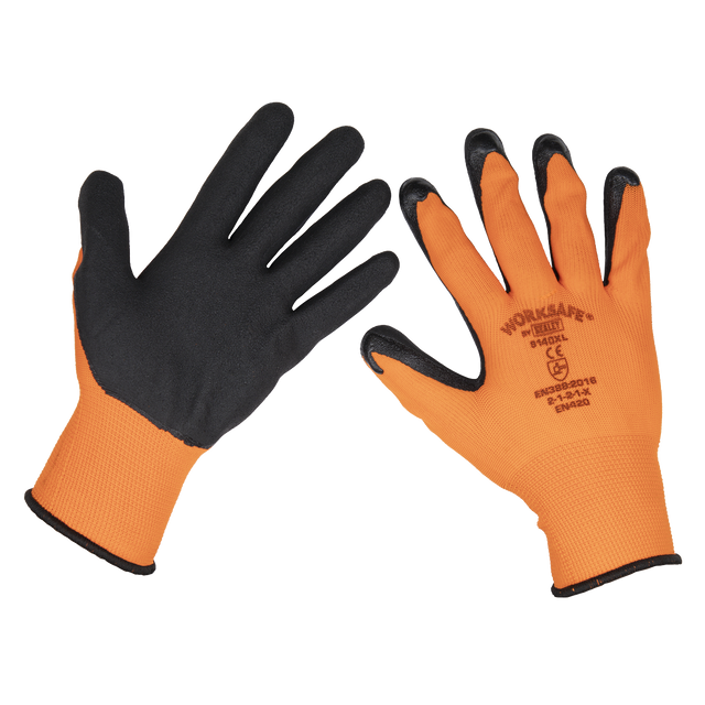 Sealey TSP140XL/6 Worksafe® Foam Latex Grippa Gloves, X-Large - Pack of 6 Pairs