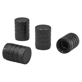Sealey VCB4 Aluminium Valve Cap 4pc - Black Anodised
