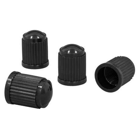 Sealey VCP4 Plastic Valve Caps 4pc - Black