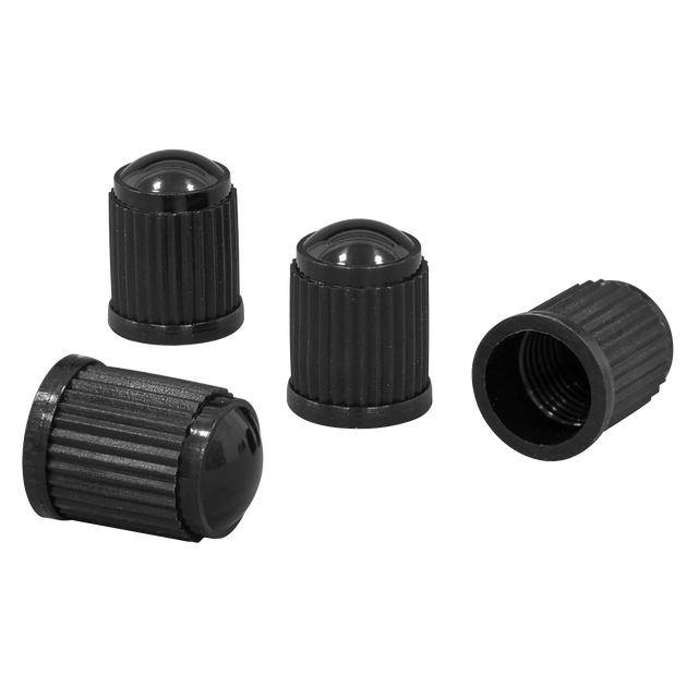 Sealey VCP4 Plastic Valve Caps 4pc - Black