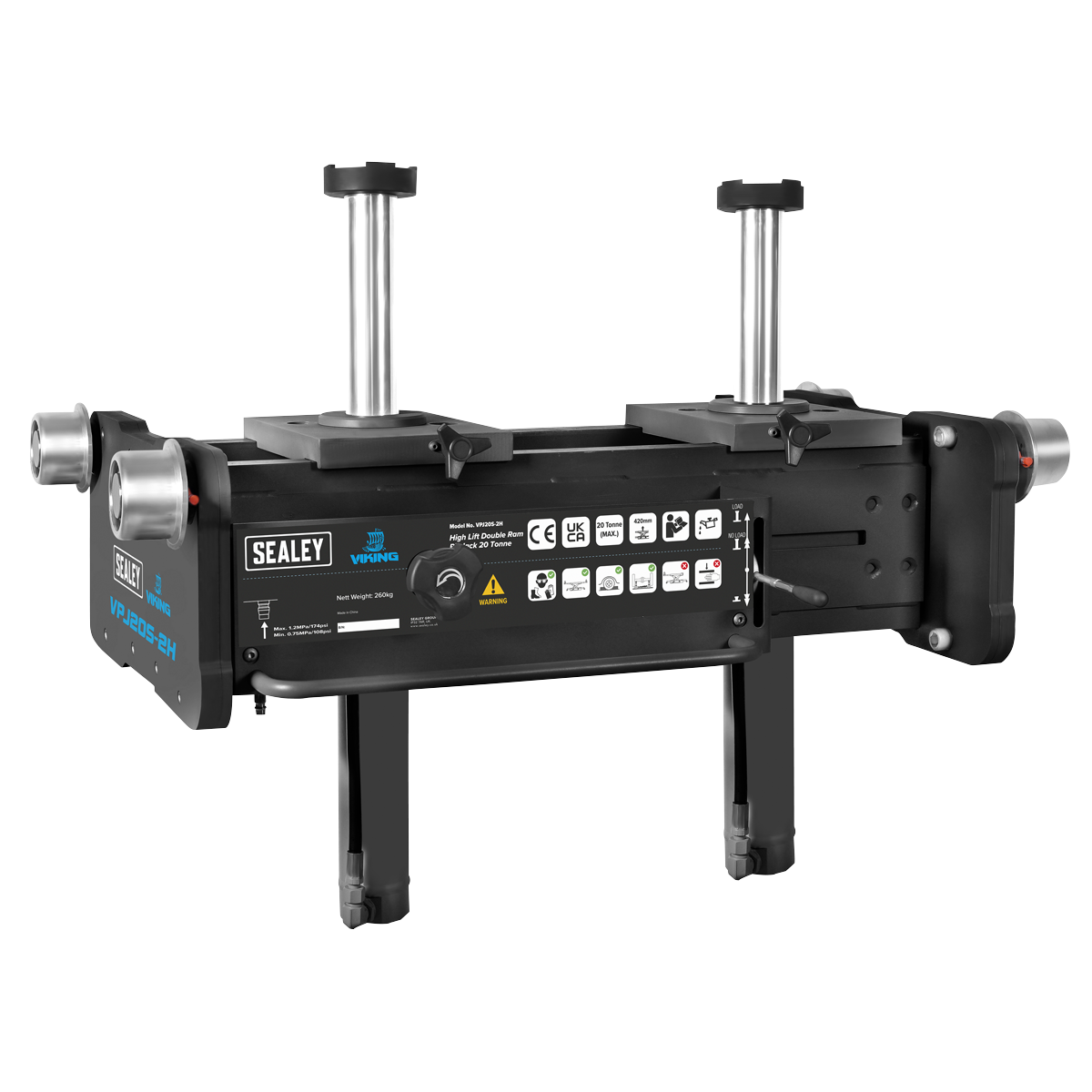 Sealey VPJ20S-2H Viking Pit Jack 20 Tonne High Lift Double Ram