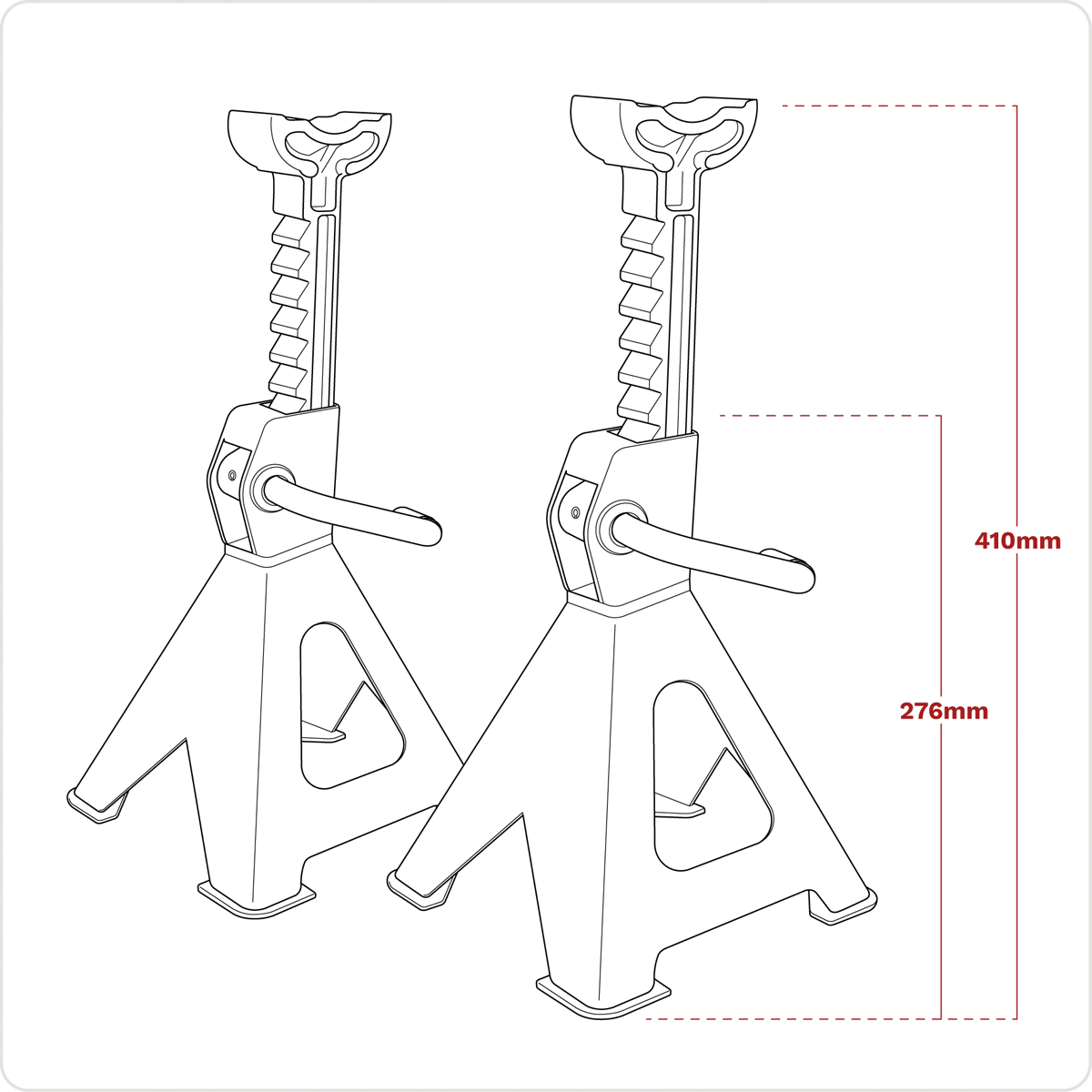 Sealey VS2002HV Ratchet Type Axle Stands (Pair) 2 Tonne Capacity per Stand - Hi-Vis Green - additional view 7