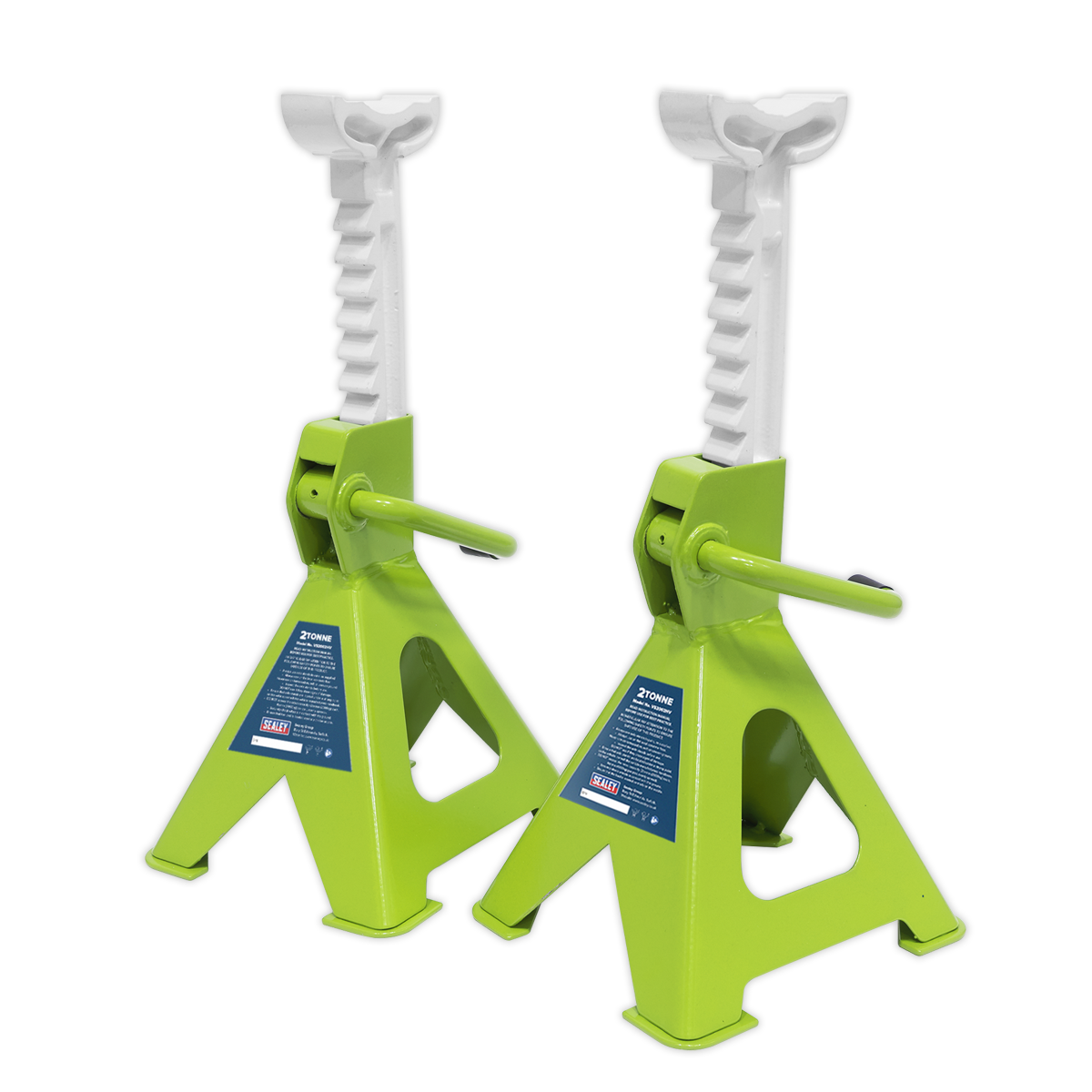 Sealey VS2002HV Ratchet Type Axle Stands (Pair) 2 Tonne Capacity per Stand - Hi-Vis Green - additional view 3