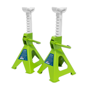 Sealey VS2002HV Ratchet Type Axle Stands (Pair) 2 Tonne Capacity per Stand - Hi-Vis Green - additional view 3