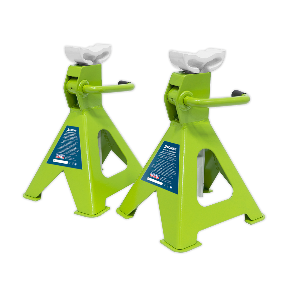 Sealey VS2002HV Ratchet Type Axle Stands (Pair) 2 Tonne Capacity per Stand - Hi-Vis Green - additional view 4
