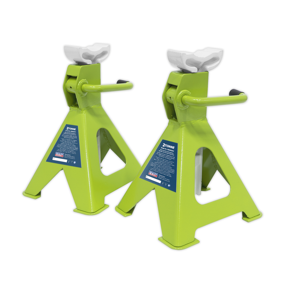 Sealey VS2002HV Ratchet Type Axle Stands (Pair) 2 Tonne Capacity per Stand - Hi-Vis Green - additional view 4
