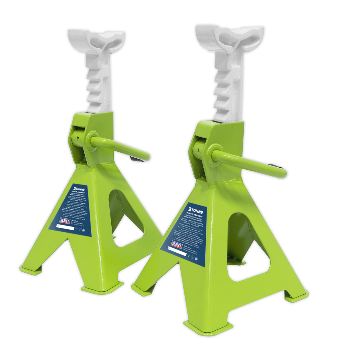 Sealey VS2002HV Ratchet Type Axle Stands (Pair) 2 Tonne Capacity per Stand - Hi-Vis Green - additional view 8