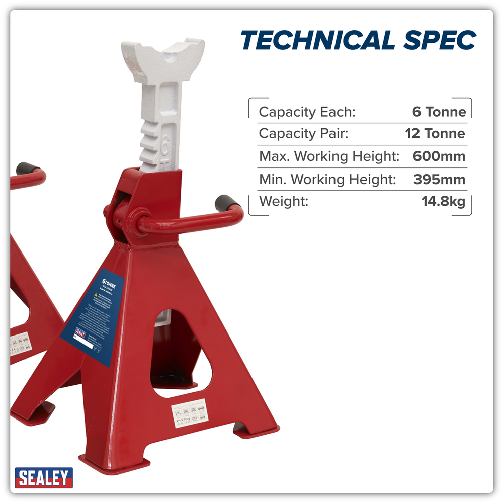 Sealey VS2006 Ratchet Type Axle Stands (Pair) 6 Tonne Capacity per Stand - additional view 7