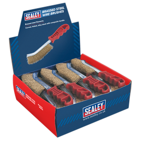 Sealey WB05DB24 Brassed Steel Wire Brush with Plastic Handle - Display Box of 24