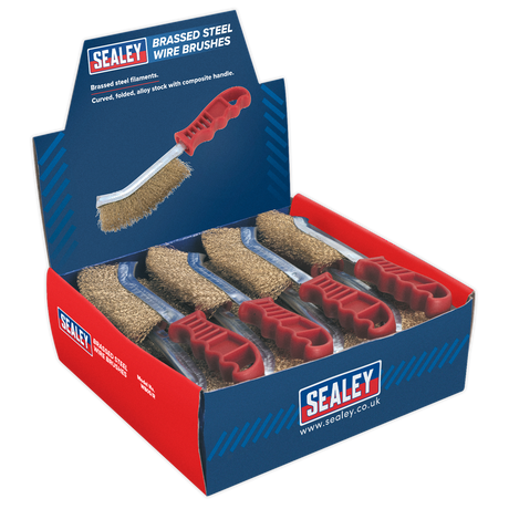 Sealey WB05DB24 Brassed Steel Wire Brush with Plastic Handle - Display Box of 24