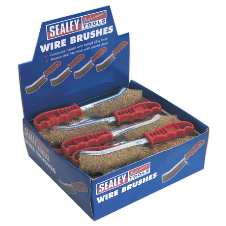 Sealey WB05DB24 Brassed Steel Wire Brush with Plastic Handle - Display Box of 24 - additional view 2