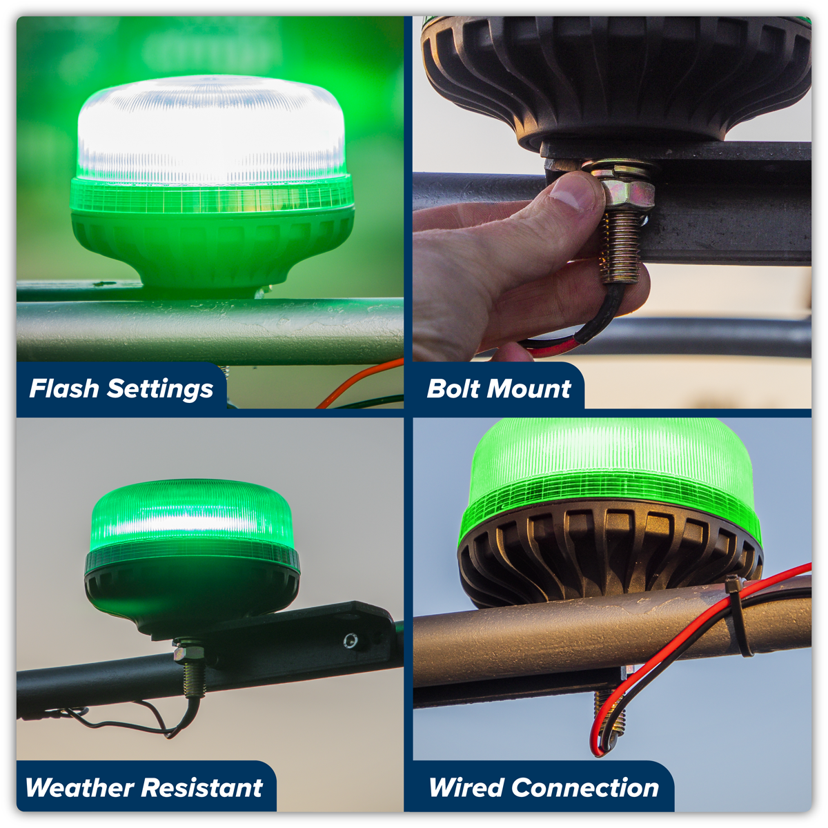 Sealey WB951LEDG Warning Beacon with 12mm Bolt Fixing 36W SMD LED 12/24V - Green - additional view 9