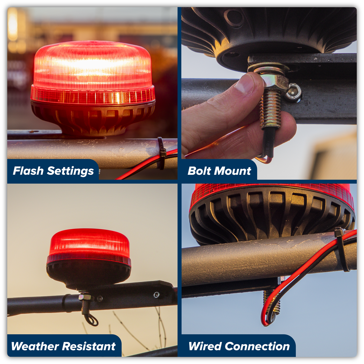 Sealey WB951LEDR Warning Beacon with 12mm Bolt Fixing 36W SMD LED 12/24V - Red - additional view 8