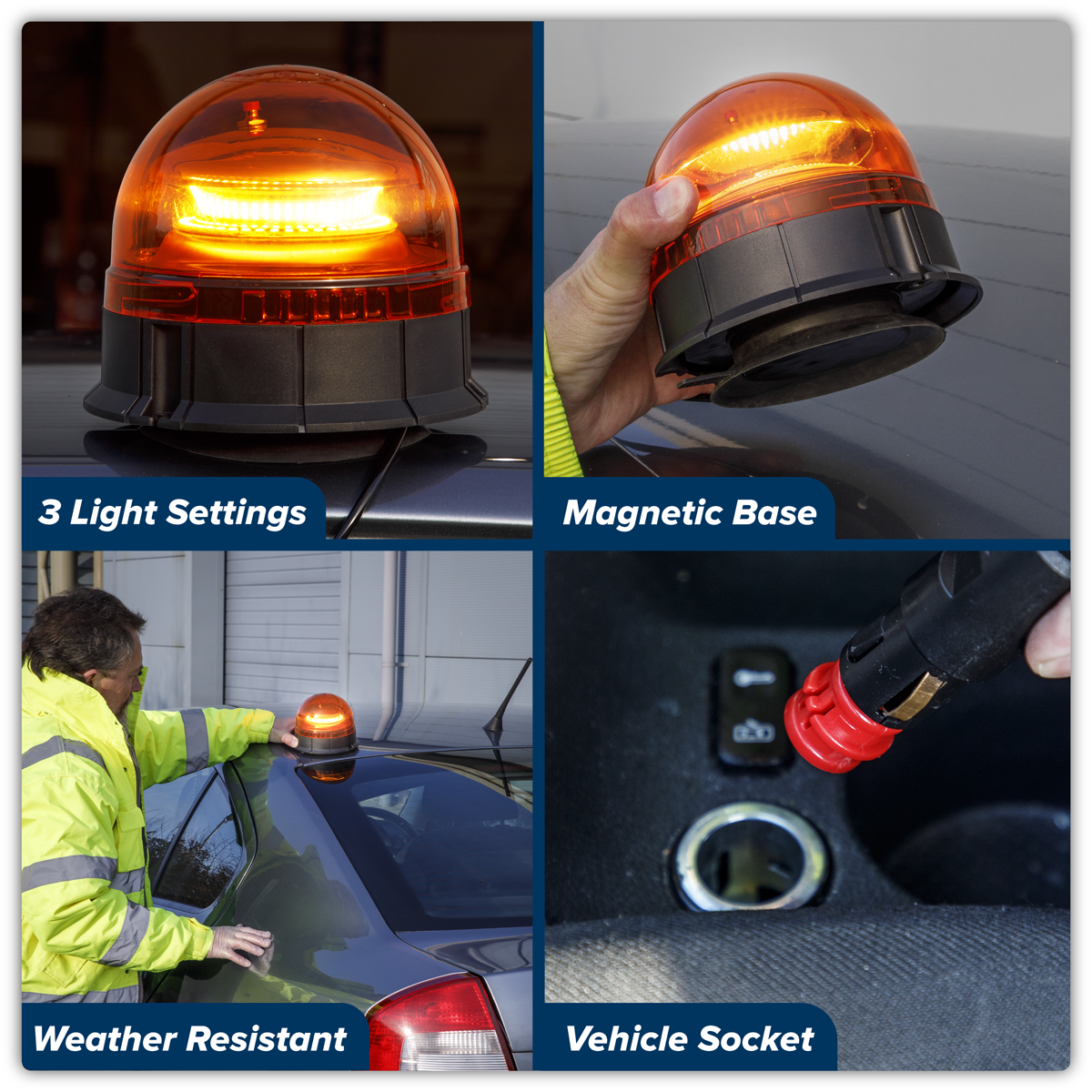 Sealey WB954LED Warning Beacon with Magnetic Base 20W SMD LED 12/24V - additional view 10