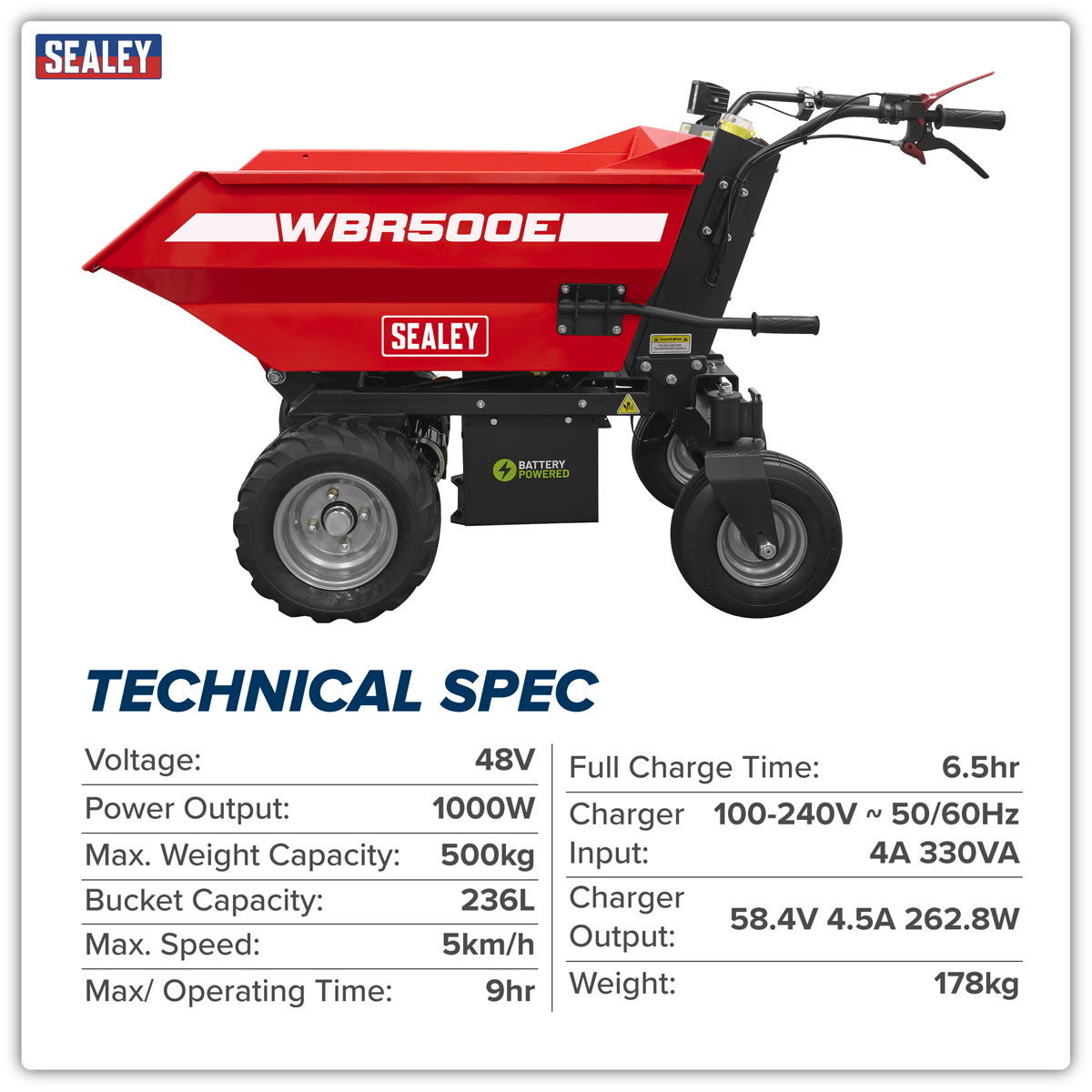 Sealey WBR500E Electric Mini Dumper 500kg Capacity - additional view 3