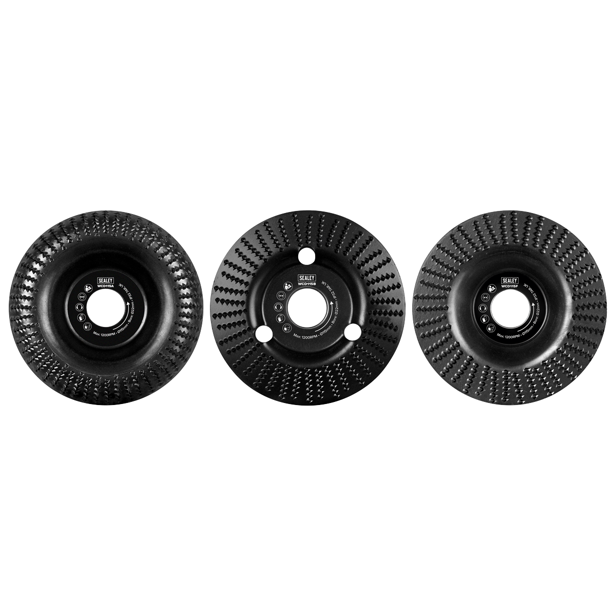 Sealey WCD1153 115mm Wood Carving Disc 22mm Bore - Pack of 3 - additional view 3