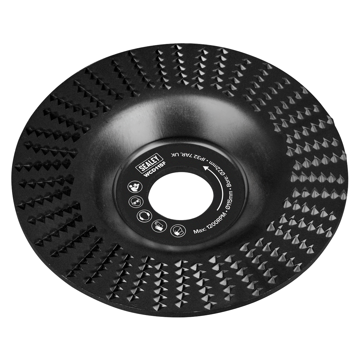 Sealey WCD115F 115mm Flat Shape Wood Carving Disc 22mm Bore