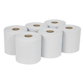 Sealey WHT150 2-Ply Embossed White Paper Roll 150m - Pack of 6