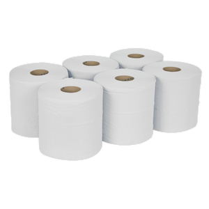 Sealey WHT150 2-Ply Embossed White Paper Roll 150m - Pack of 6