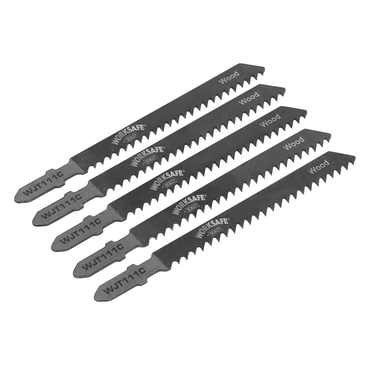 Sealey WJT111C Jigsaw Blade for Soft Wood & Plastics 75mm 8tpi - Pack of 5
