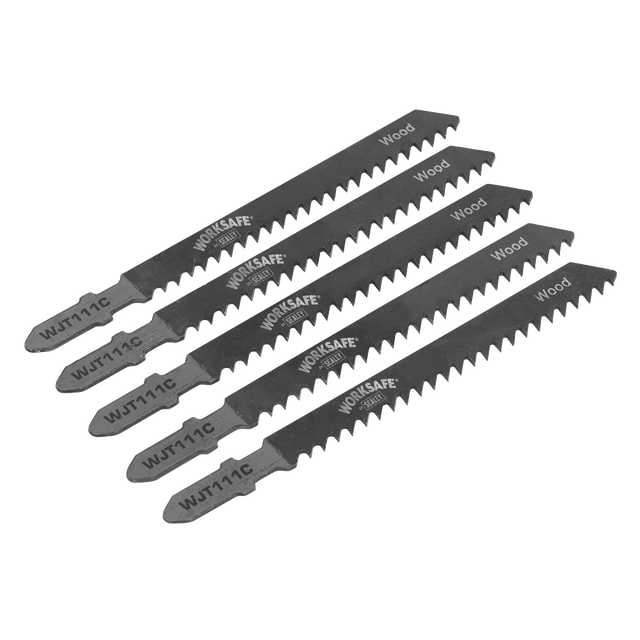 Sealey WJT111C Jigsaw Blade for Soft Wood & Plastics 75mm 8tpi - Pack of 5