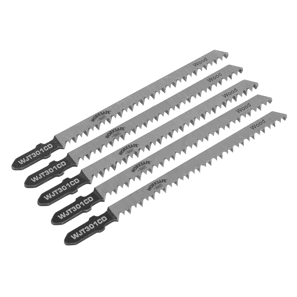 Sealey WJT301CD Worksafe® Jigsaw Blade for Wood & Plastics 90mm 8tpi - Pack of 5