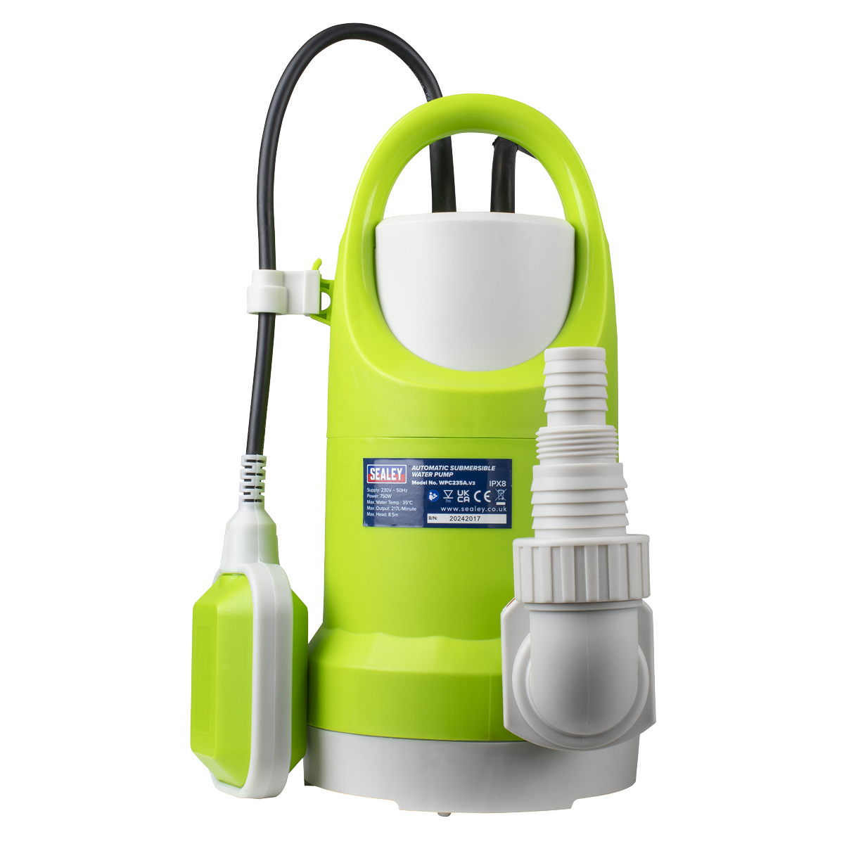 Sealey WPC235A Submersible Dirty Pump Automatic 217L/min 230V - additional view 2
