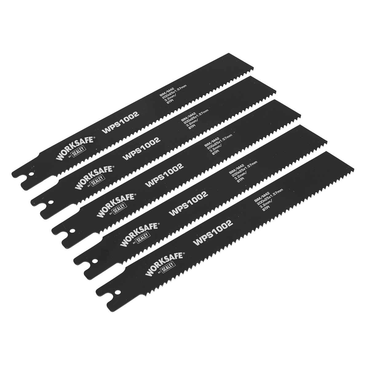 Sealey WPS1002 Worksafe® Pipe Saw Blade 200 x 25 x 1.7mm 8tpi - Pack of 5