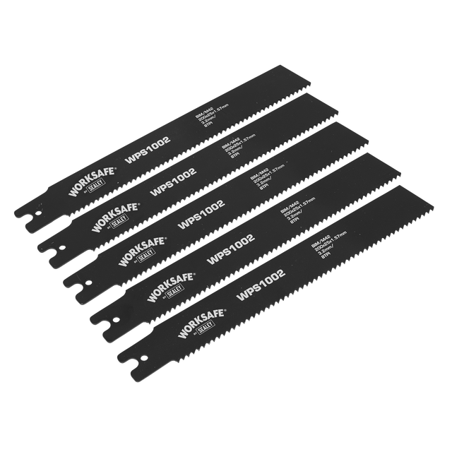 Sealey WPS1002 Worksafe® Pipe Saw Blade 200 x 25 x 1.7mm 8tpi - Pack of 5