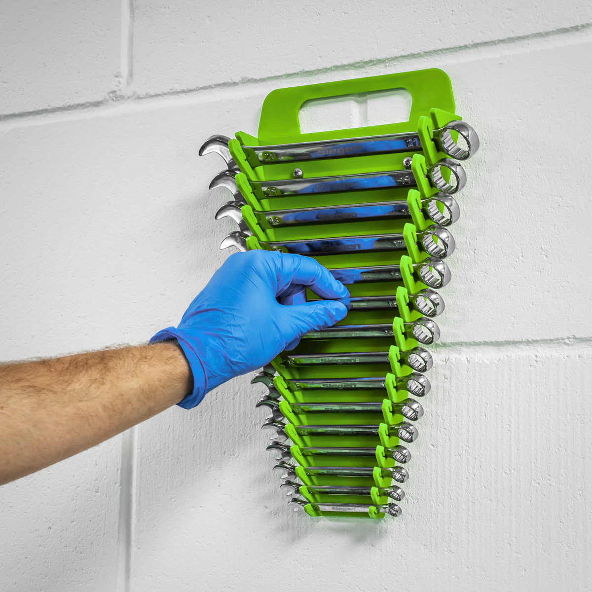 Sealey WR08HV Premier Spanner Rack Capacity 15 Spanners - Hi-Vis Green - additional view 9
