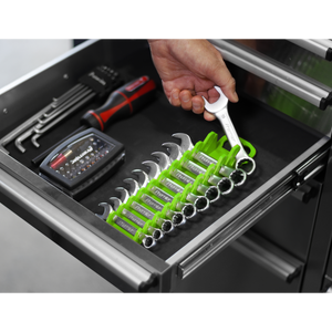 Sealey WR10HV Premier Spanner Rack Capacity 10 Stubby Spanners - Hi-Vis Green - additional view 4