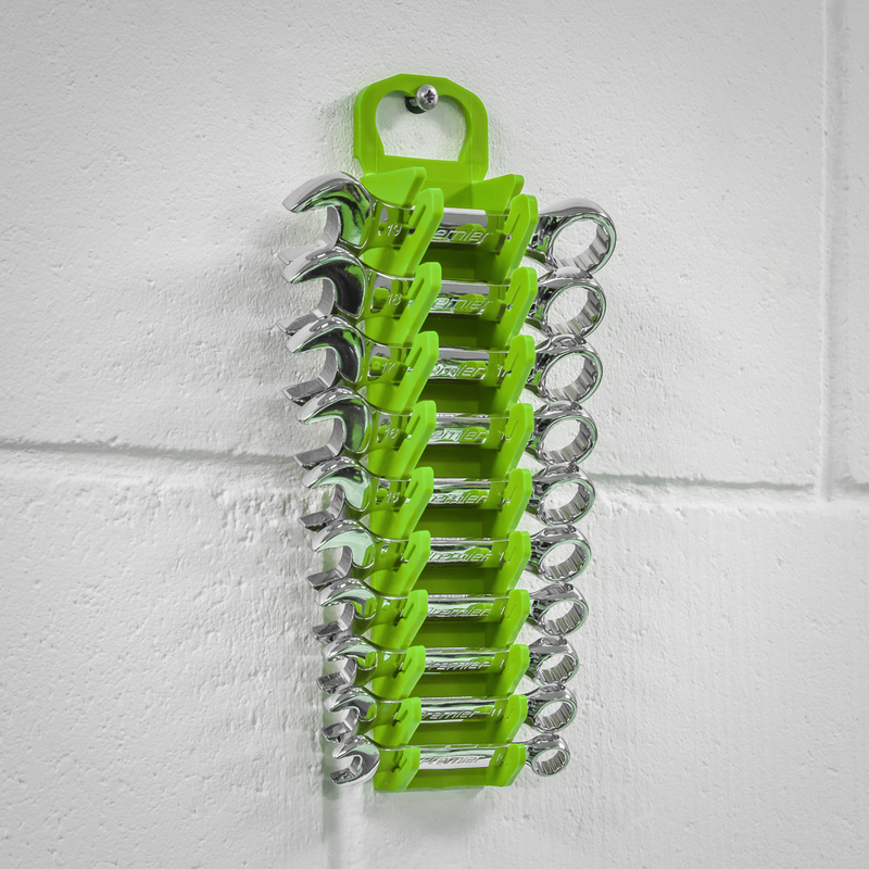 Sealey WR10HV Premier Spanner Rack Capacity 10 Stubby Spanners - Hi-Vis Green - additional view 8