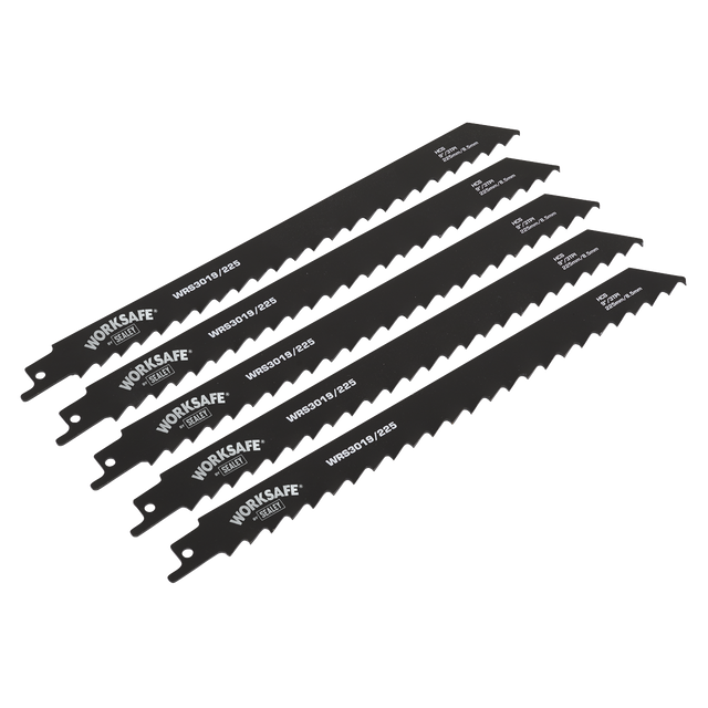 Sealey WRS3019/225 Reciprocating Saw Blade for Wood 225mm 3tpi - Pack of 5