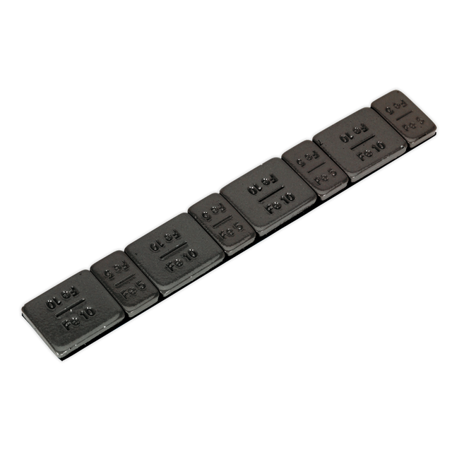 Sealey WWSA510B Black Steel Adhesive Wheel Weight 5/10g Strip of 8 - Pack of 50
