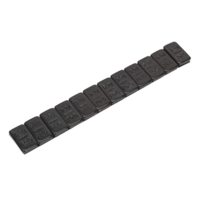 Sealey WWSA5B Black Steel Adhesive Wheel Weight 5g Strip of 12 - Pack of 50